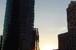 Coucher de soleil sur les gratte ciels