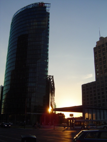 Coucher de soleil sur les gratte ciels